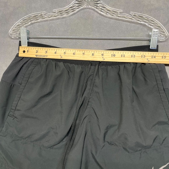 Nike Dri-Fit Running Shorts Women's Medium Olive Green Black Pockets Drawstring - Picture 7 of 10